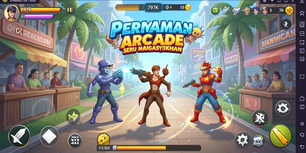 Screenshot permainan 797K menampilkan aksi cepat dalam game Arcade.