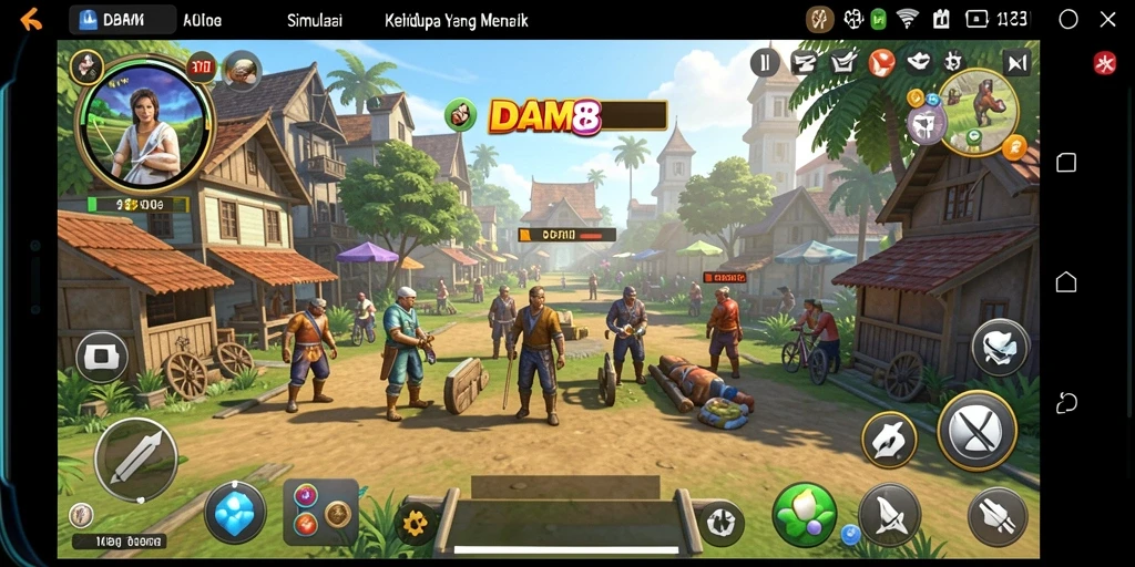 Tampilan gameplay DAM88 dengan aktivitas simulasi kehidupan yang menarik.