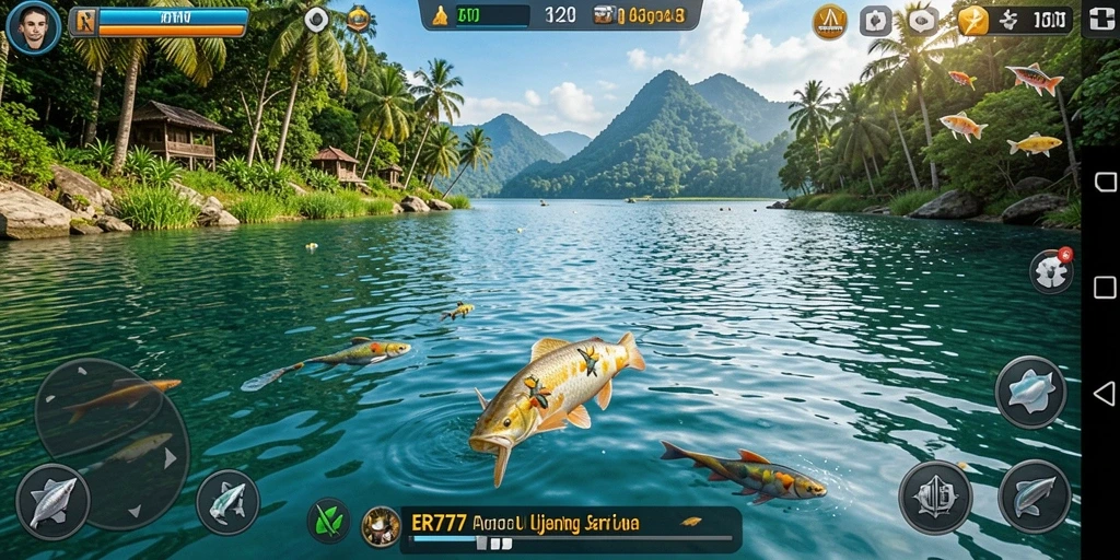 Screenshot gameplay ER777 menampilkan aksi memancing yang seru dan menantang.