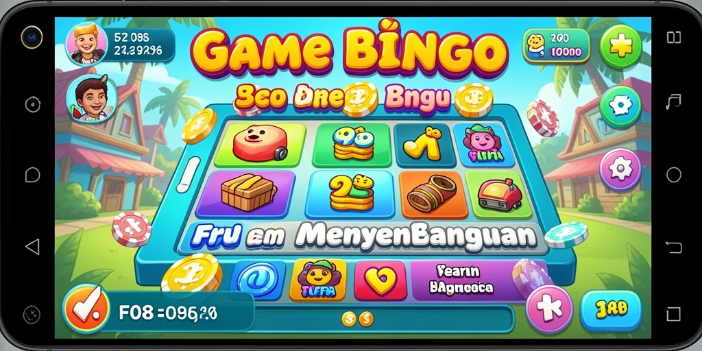 Tampilan antarmuka F08 yang memukau dengan gameplay Bingo yang seru.