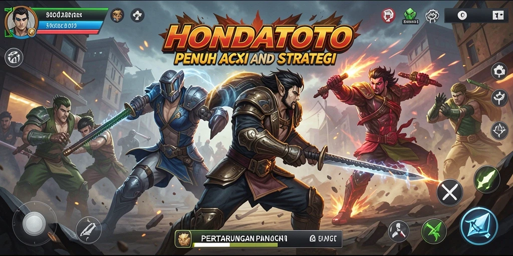 Screenshot HONDATOTO menampilkan aksi pertarungan mendebarkan dengan karakter unik.