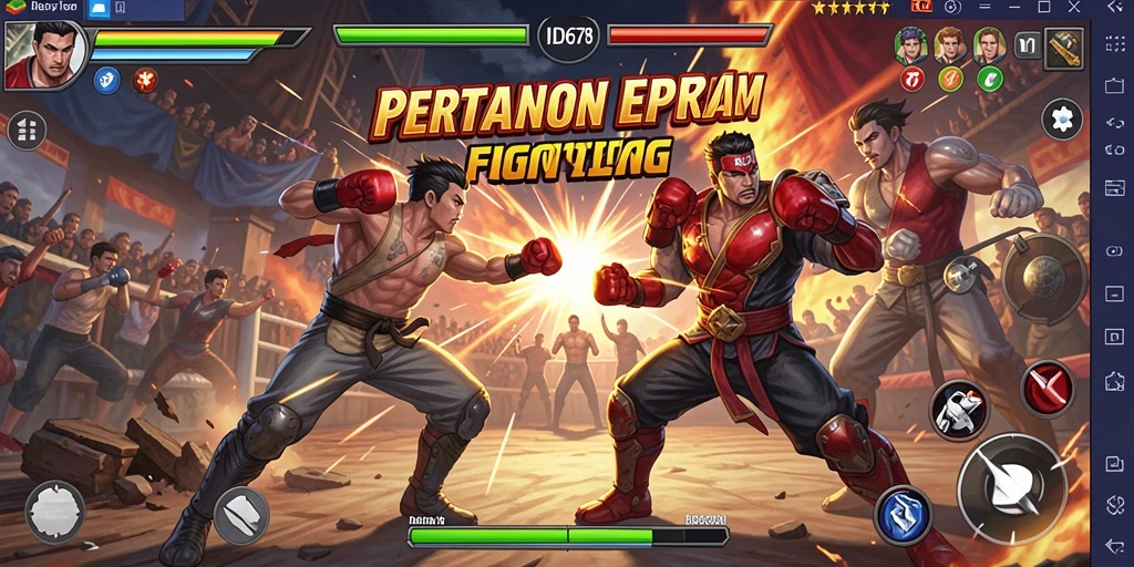 Gameplay ID678 yang seru dan kompetitif dalam pertarungan fighting.