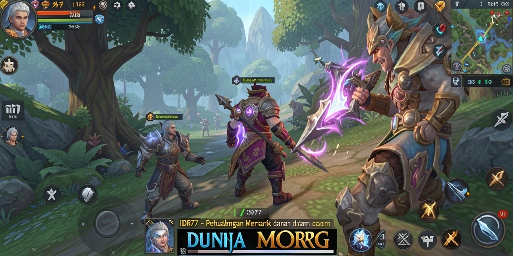 Screenshot IDR77 menampilkan aksi pertempuran seru di dunia MMORPG.
