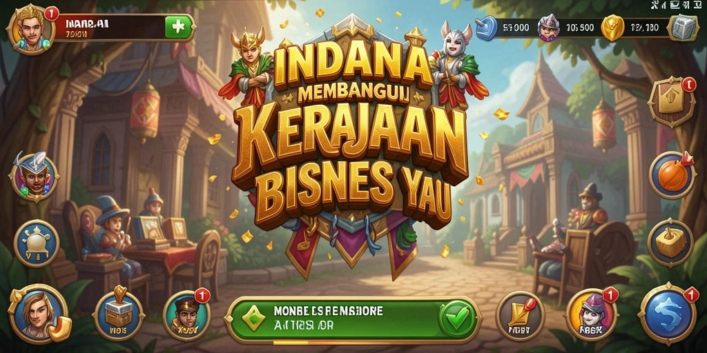 Screenshot gameplay INDAAA menunjukkan kompleksitas pembangunan bisnis.