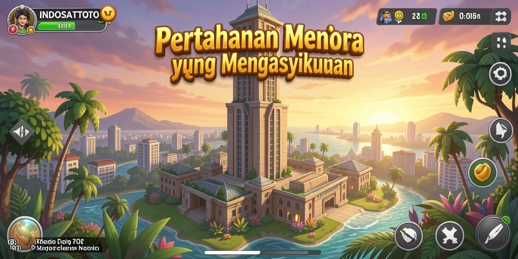 Tampilan gameplay INDOSATTOTO yang menarik dalam pertahanan menara.
