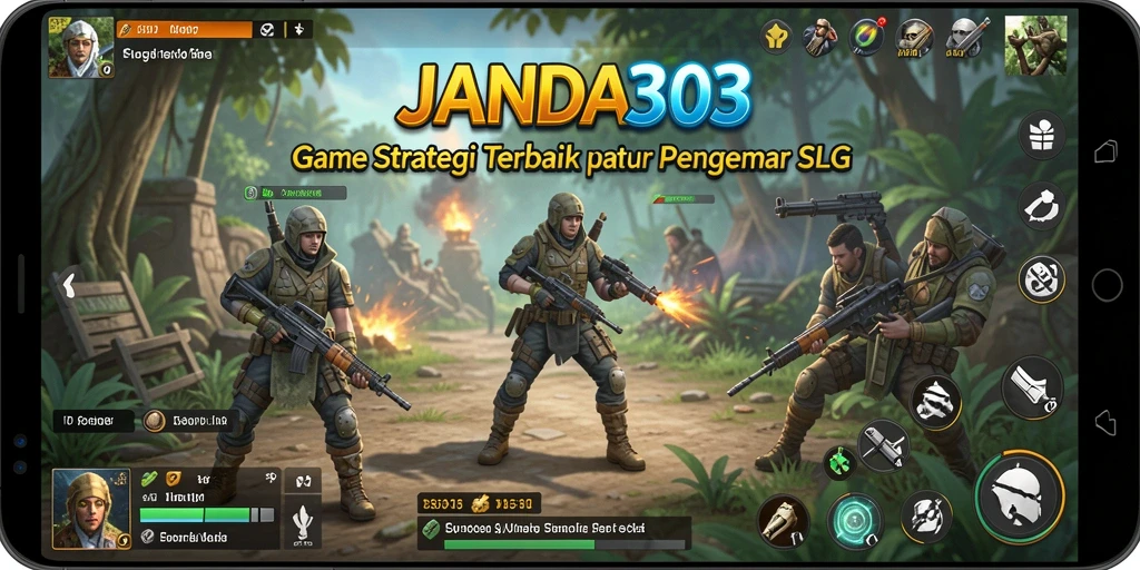 Screenshot gameplay JANDA303 menampilkan perang antara dua kerajaan.
