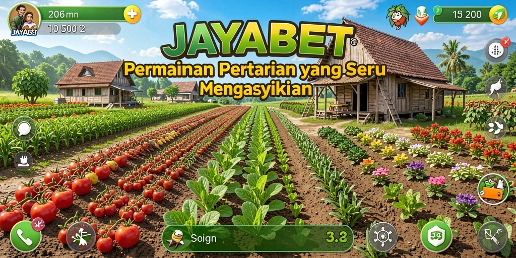 Tampilan gameplay JAYABET saat bertani dan merawat hewan.