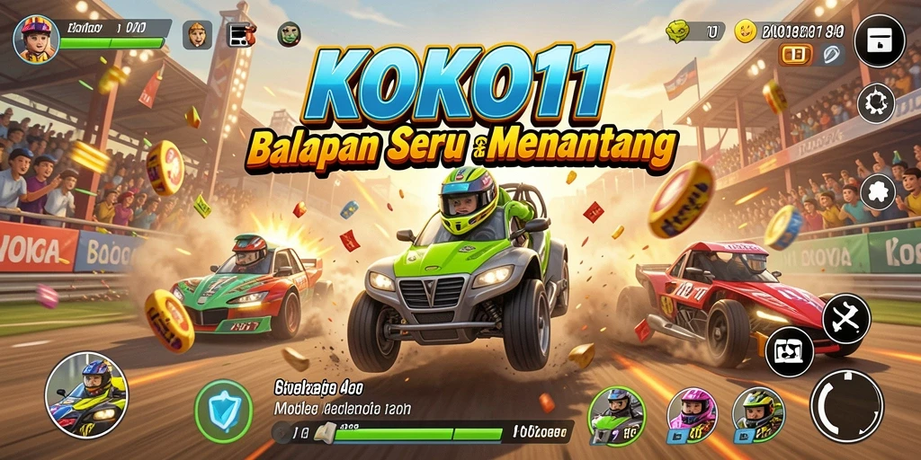 Gameplay KOKO11 dengan balapan seru dan grafis menawan.