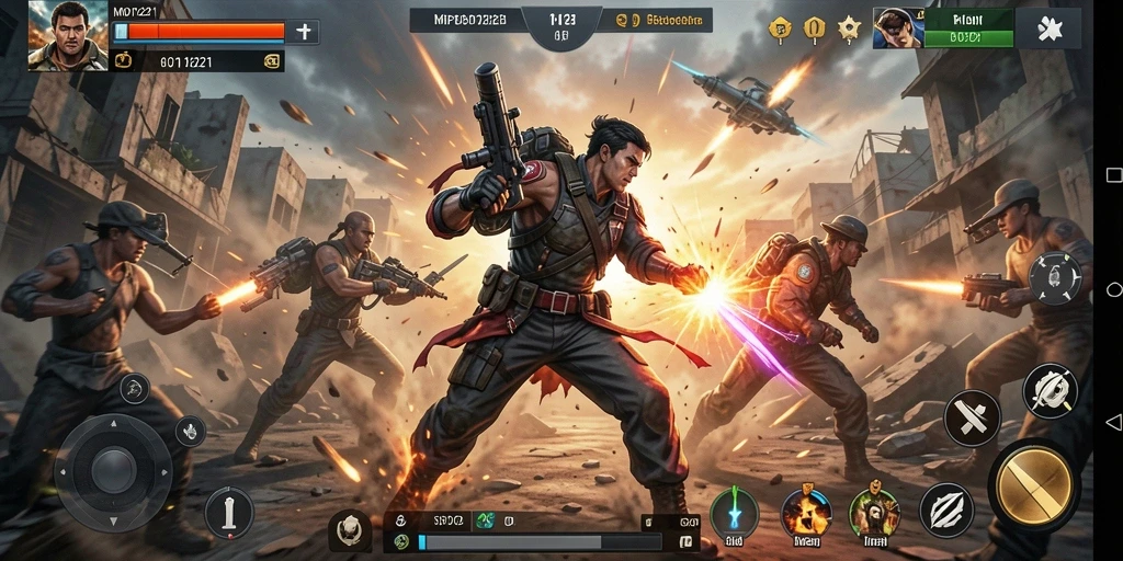 Screenshot MPO1221 menampilkan aksi bertarung yang intens dan seru.
