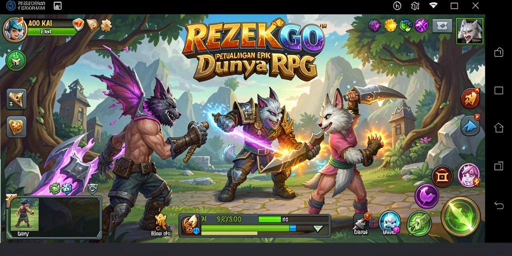 Tangkapan layar dari gameplay <strong>REZEKIGO</strong> yang menampilkan pertarungan epik.