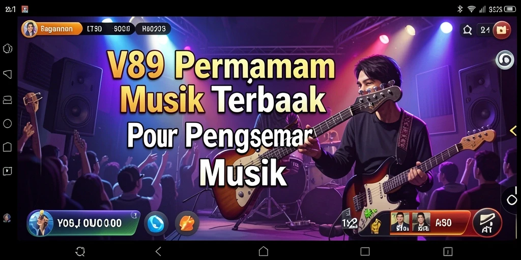 Tangkapan layar utama V89 yang menampilkan gameplay menarik dengan lagu-lagu musik.